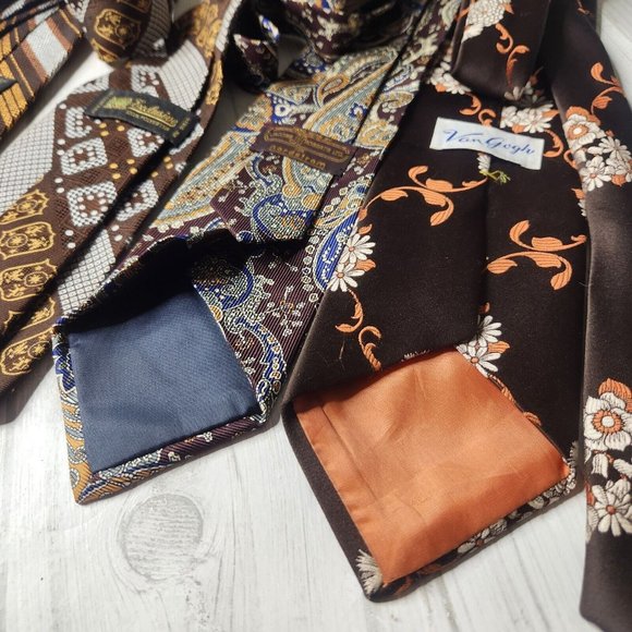 Vintage Neckties Assorted Lot Floral Striped 70's - Picture 5 of 9